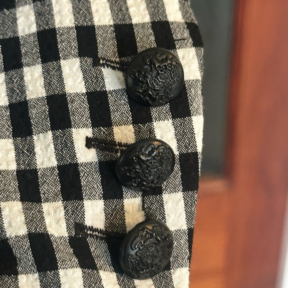 Maison D’Amelie | Black & White Gingham One Button Blazer, Size XS - Picture 6 of 10